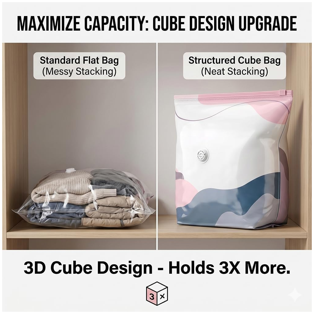 No-Pump 3D Vacuum Storage Bags PRO
