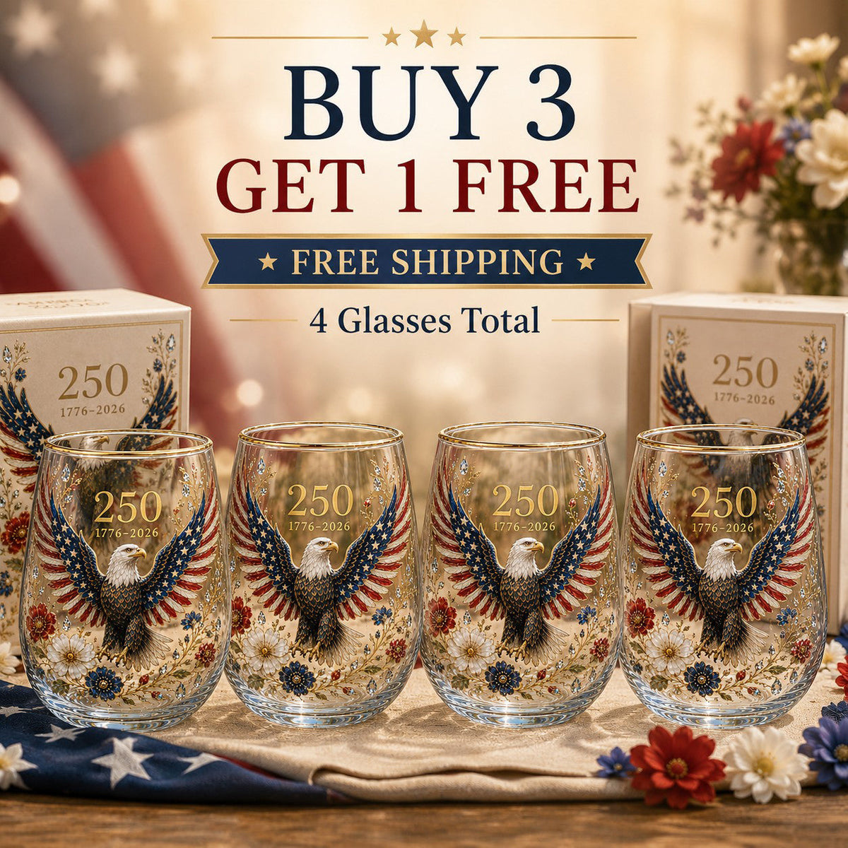 🦅America '250 Eagle Glass Tumbler