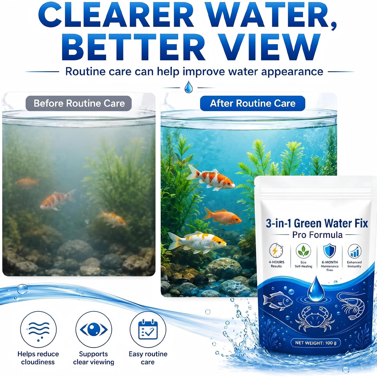 🌟 Official Store |✨ From Murky Swamp to Perfect Pond! | 3-in-1 Green Water Fix